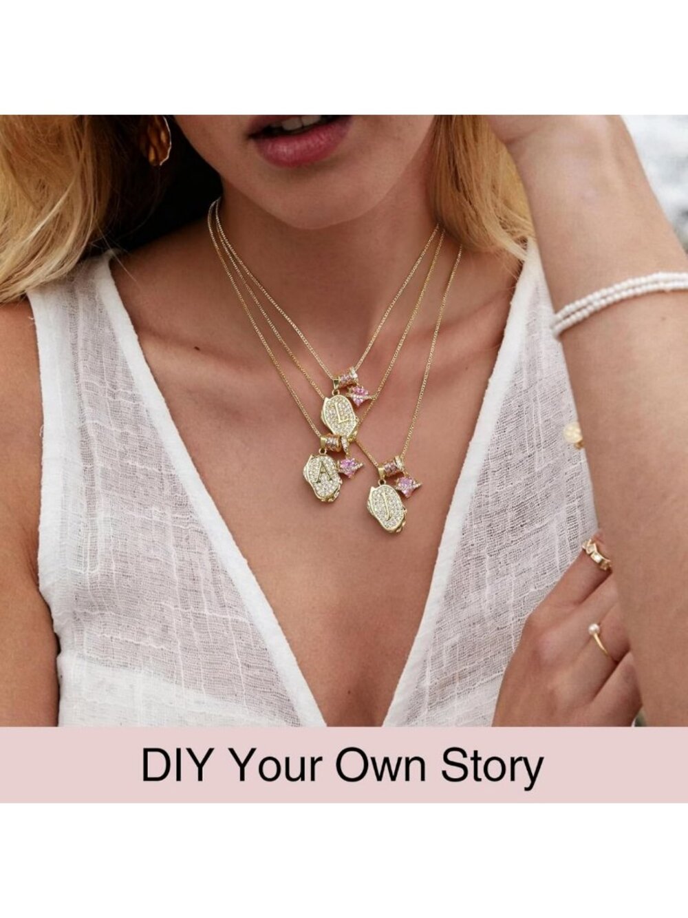 14K Gold Plated Heart Planet Pendant Necklace for Women - Stylish Letter Jewelry - Picture 6 of 7